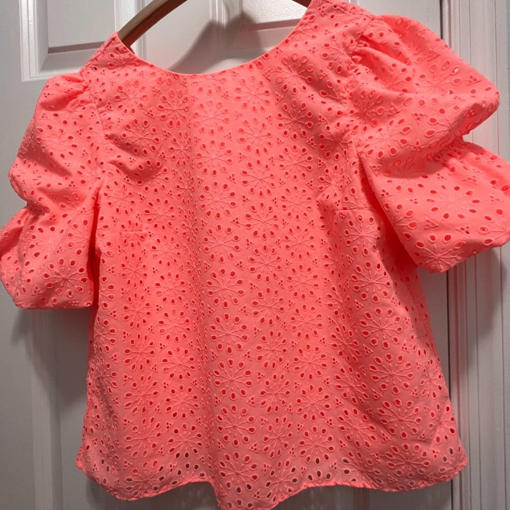 Lilly Pulitzer size medium Shaila eyelet blouse coral neon sunburst